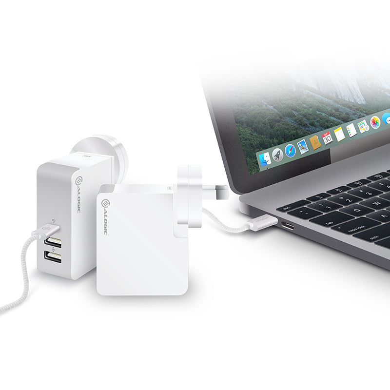 USB-C Laptop/Macbook Wall Charger 45W with Power Delivery & USB-A Charging Ports Ð Travel Edition with AU, EU, UK, US Plugs