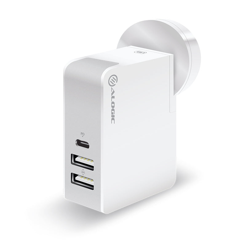 USB-C Laptop/Macbook Wall Charger 45W with Power Delivery & USB-A Charging Ports Ð Travel Edition with AU, EU, UK, US Plugs