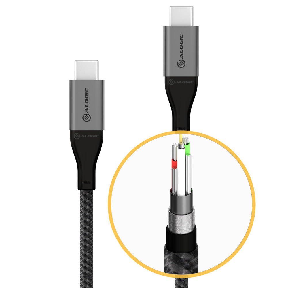 Super Ultra USB 2.0 USB-C to USB-C Cable - 5A/480Mbps - Space Grey - 30cm