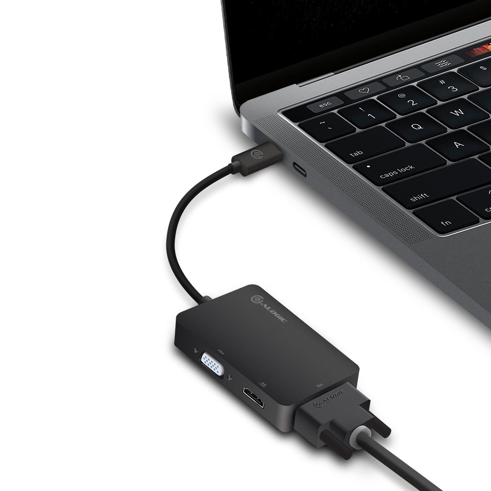3-in-1 USB-C to HDMI DVI VGA Adapter - Male to 3-Female - Premium Series