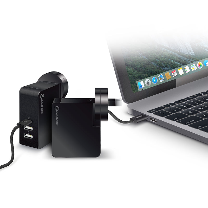 USB-C Laptop/Macbook Wall Charger 45W with Power Delivery & USB-A Charging Ports – Travel Edition with AU, EU, UK, US Plugs