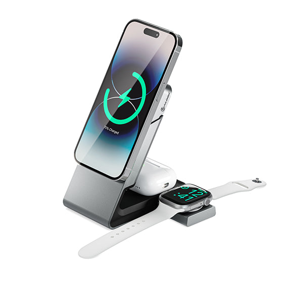 Matrix 3-In-1 Universal Magnetic Charging Dock with Apple Watch Charger - White
