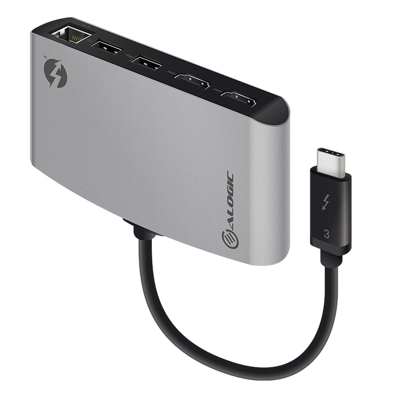 ThunderBolt Dual HDMI PORTABLE Docking Station with 4K Space Grey