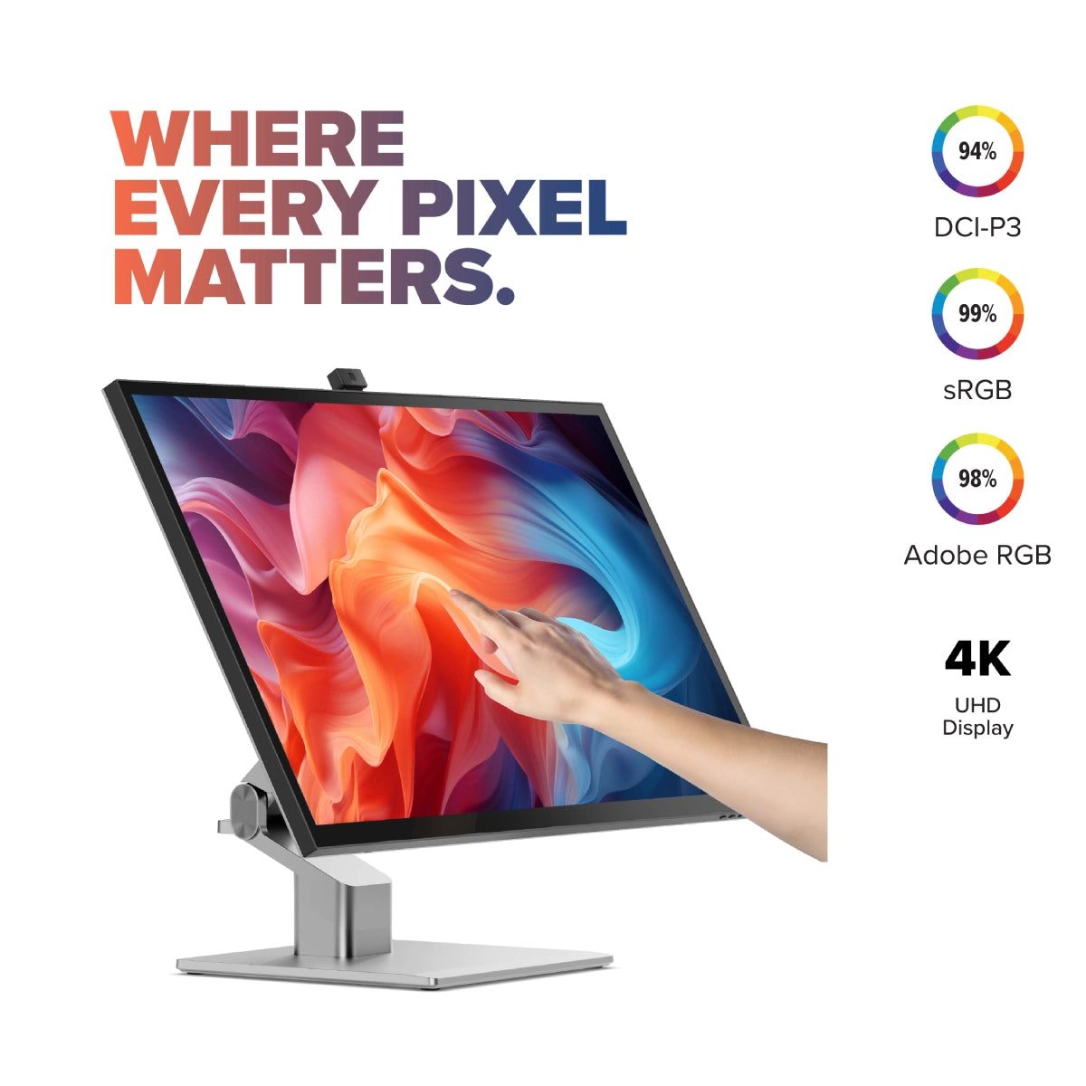 Clarity Max Touch 32" UHD 4K Touch Screen Monitor with 90W Power Delivery, 12MP Webcam and Fold Stand