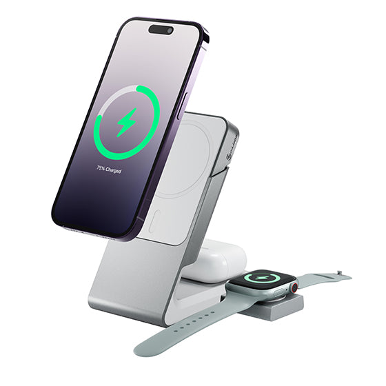 Matrix 3-In-1 Universal Magnetic Charging Dock with Apple Watch Charger - White