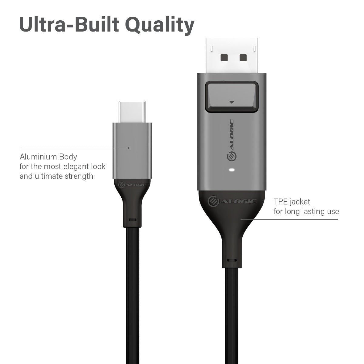 USB-C (Male) to DisplayPort (Male) Cable - Ultra Series - 4K 60Hz -Space Grey - 2m