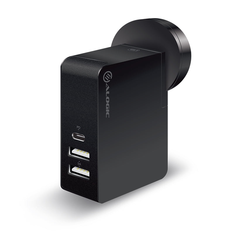 USB-C Laptop/Macbook Wall Charger 45W with Power Delivery & USB-A Charging Ports – Travel Edition with AU, EU, UK, US Plugs