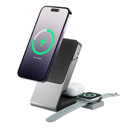 Matrix 3-In-1 Universal Magnetic Charging Dock with Apple Watch Charger - Black