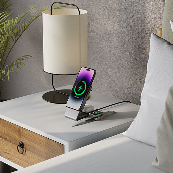 Matrix 3-In-1 Universal Magnetic Charging Dock with Apple Watch Charger - Black