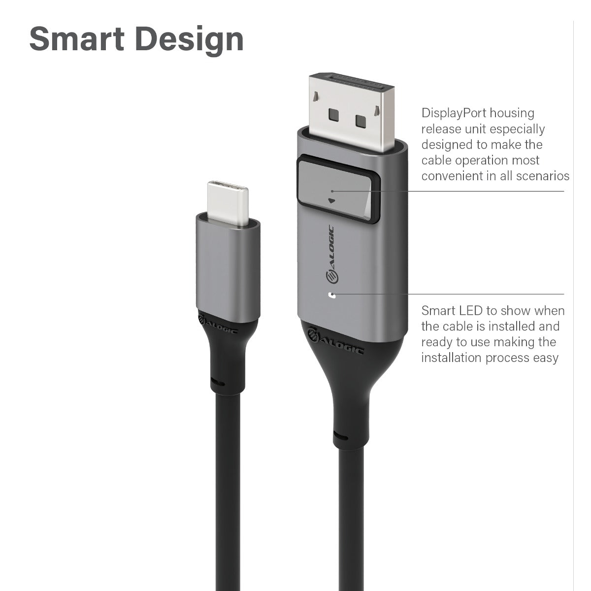 USB-C (Male) to DisplayPort (Male) Cable - Ultra Series - 4K 60Hz -Space Grey - 2m