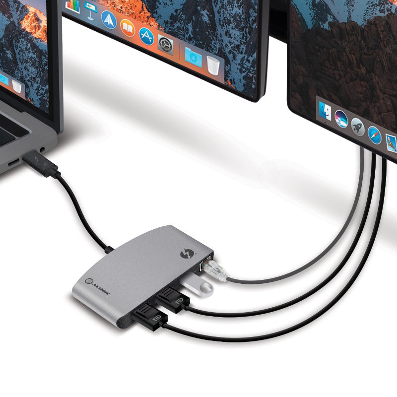 ThunderBolt 3 Dual DisplayPort PORTABLE Docking Station with 4K - Space Grey