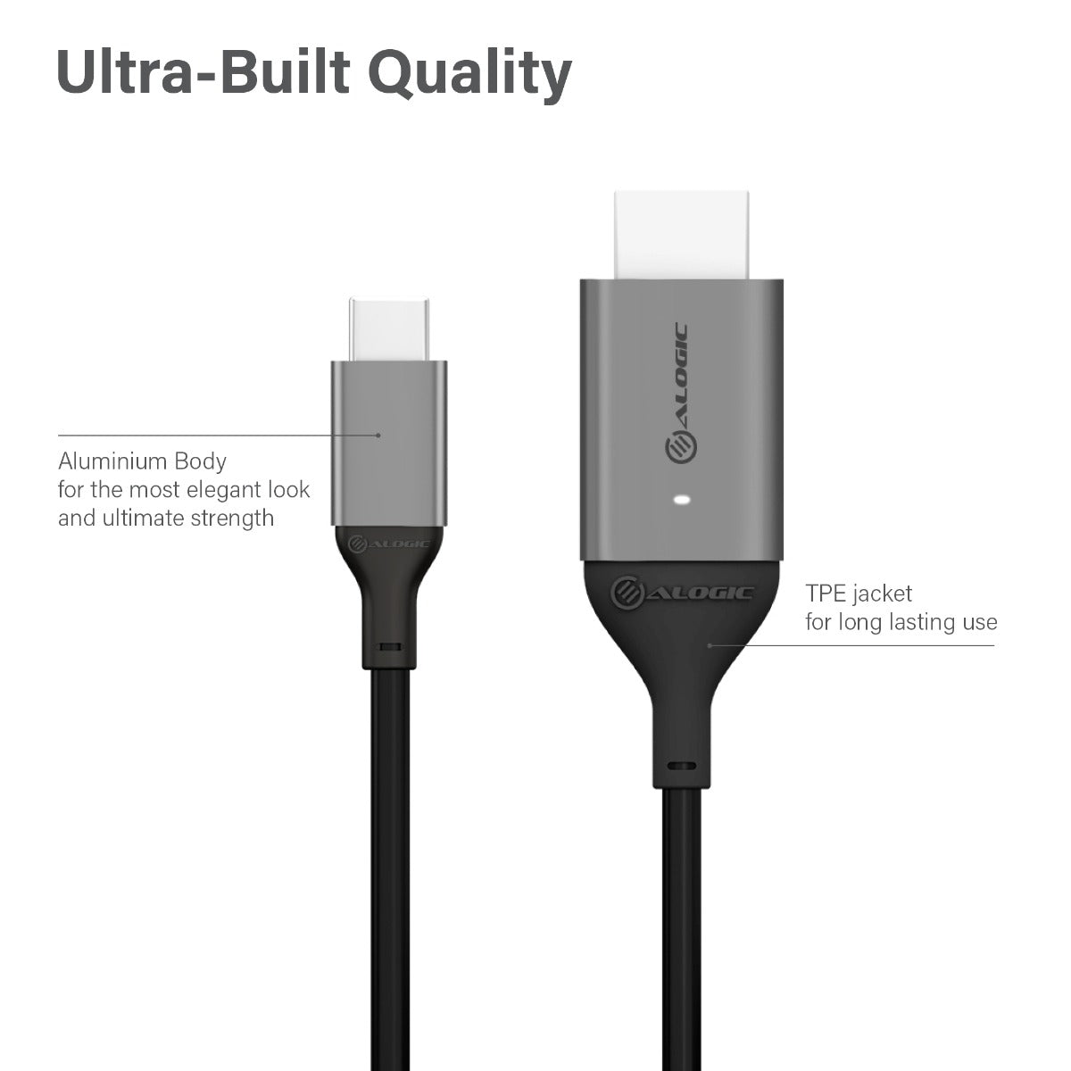 USB-C (Male) to HDMI (Male) Cable - Ultra Series - 4K 60Hz - Space Grey - 1m
