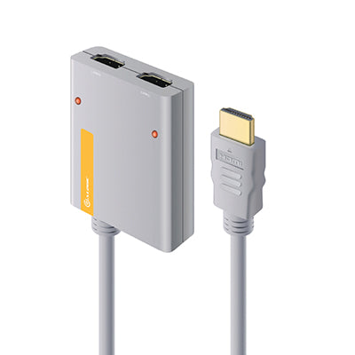 2 Port Portable HDMI 2.0 4K Splitter with inbuilt 50cm HDMI Cable