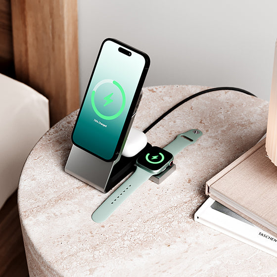 Matrix 3-In-1 Universal Magnetic Charging Dock with Apple Watch Charger - Black