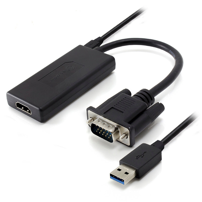 Portable VGA to HDMI Adapter with USB Audio & Resolution Support Up to 1080p