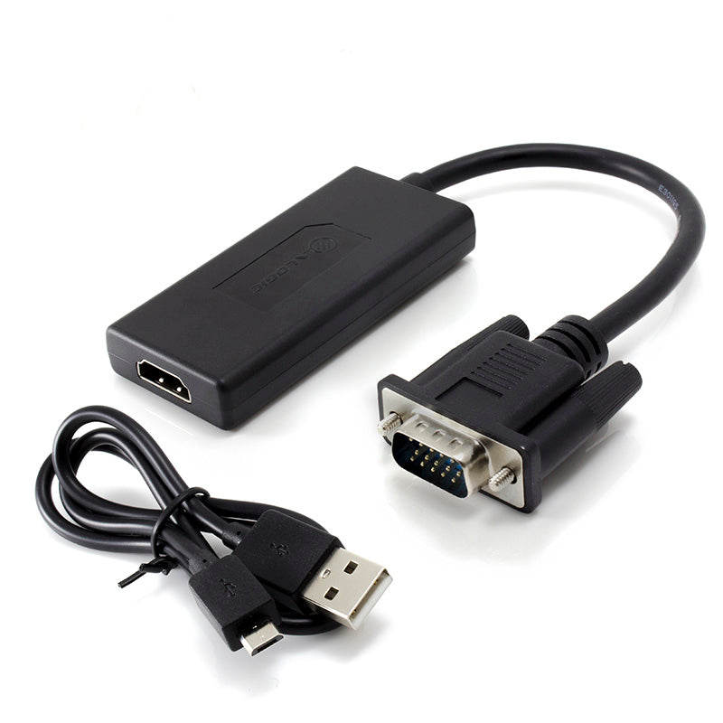 Portable VGA to HDMI Adapter with USB Audio & Resolution Support Up to 1080p